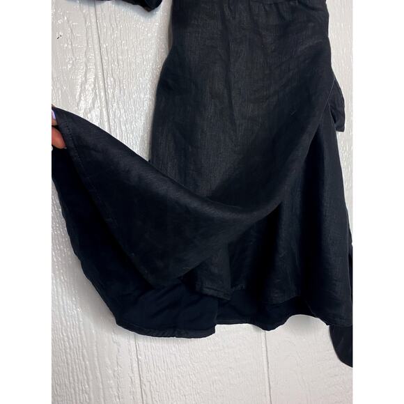 FAITHFULL THE BRAND 'Godiva' Black Linen Wrap Dress US 10 - Picture 10 of 12